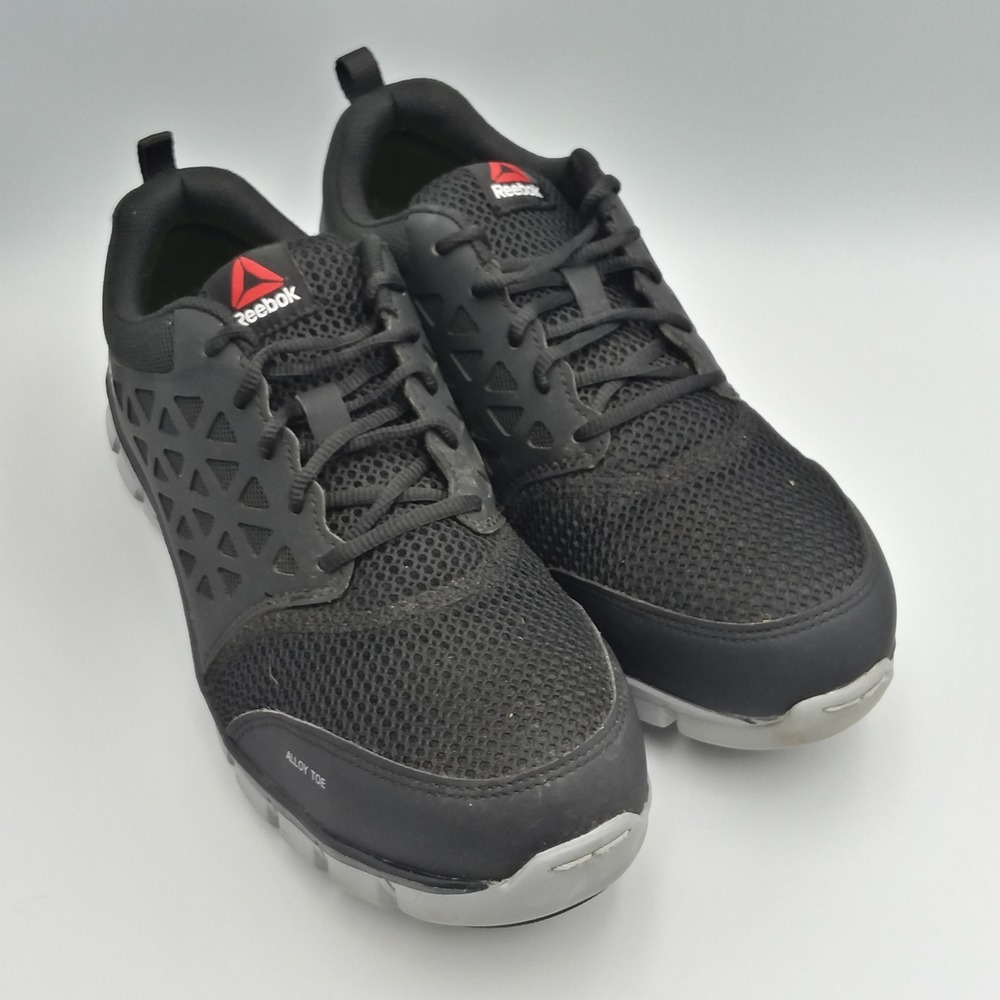 Reebok Sublite Cushion Work Mens 10 Black Alloy Safety Toe Slip Resistant Shoes - Picture 6 of 14